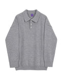 Autumn Men's Polo Collar Lightweight Sweater Men's Loose Korean Fashion Kintwear Long Sleeve Oversized Clothes Male