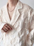 Foesce Men's New Shirt Personalized Embroidery Jacquard Tops Spring Fashion Long Sleeve Lapel Korean Chic Male Shirts