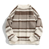 Winter Warm retro Sweater Men Trend stitching Turtleneck Mens Pullover thick Slim stripe Sweaters Tops Knitted Men's Jumper