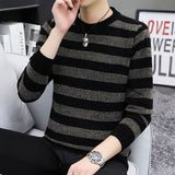 Foesce New Autumn Winter Thick Warm Fashion Striped Korean Sweater Men Trend Brand Pullovers Sweatshirt High Quality Knitwear Male