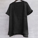 Foesce  Short Sleeve Linen Shirt Men Brief Breathable Comfy Solid Color Loose Harajuku Casual Blouse Hawaiian Shirt Camisa Masculina