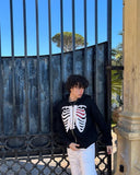 Foesce Oversized Skeleton Zip Up Hoodie Jacket Men Streetwear Gothic Foam Printing Hooded Sweatshirts Thin Unisex New Spring Autumn