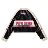 Dark Icon Embroidery Patchwork Motorcycle Jackets for Women Autumn Street Fashion Girl's Jacket