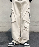 Versatile Casual Work Pants Men's Korean Style Couple Solid Color High Waist Multiple Pockets Fashion Trousers 2023