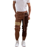 Men's Knitted Pants Autumn Winter Color Matching Acrylic Knitted Trousers Casual Pants Men Autumn Winter Warm Drawstring