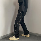 Men Slim Korean Fashion Zipper Split Casual Pants Black Trendy Cargo Trousers Punk Streetwear Man Harajuku Y2k Hip Hop Pants