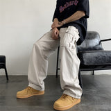 Cotton Cargo Pants Men Fashion Casual Pocket Casual Pants Men Streetwear Wild Loose Hip-hop Straight Pants Mens Trousers M-2XL