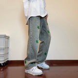 Men Jeans Wide-leg Straight Jeans Hole Ripped Streetwear All-match Denim Trousers Mens Loose Casual Fashion Harajuku Pants