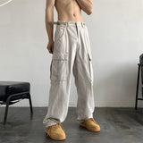 Cotton Cargo Pants Men Fashion Casual Pocket Casual Pants Men Streetwear Wild Loose Hip-hop Straight Pants Mens Trousers M-2XL