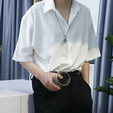 Ice Silk Sexy Mens Shirts Top Quality Drape Solid Color Loose Harajuku White Longsleeve Shirt for Men Japanese Streetwear