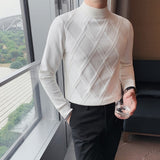 New Men's Cashmere Sweater Half Turtleneck Men Sweaters Knit Pullovers For male Youth Slim Knitwear Man Sweater S-4XL