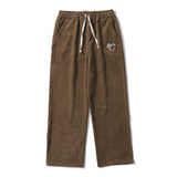 Vintage Trend Drawstring Bee Patch Solid Color Corduroy Pants Men Women Clothing Loose Casual Pants Harajuku Joggers