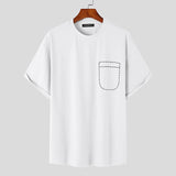 Men T Shirt Solid Color O-neck Short Sleeve Loose Streetwear  Fashion Casual Camisetas Summer Leisure Tee Tops S-5XL
