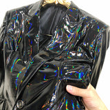 Black Magic Mirror Bright Leather Blazer Men Plus Performance Suit Jacket Soft Lacquer Leather Jacket Custom Nightclub