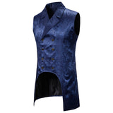 Mens Waistcoats Fall Vintage Floral Embroidery Turn-down Collar Double Breasted Sleeveless Vest Jacket Spring Men Retro Blazers