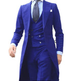 Foesce New Arrivel Long Coat Designs Chinese Red Men Suit Gentle  Tuxedo Prom Blazer Custom 3 Pieces (Jacket+Vest+Pants)