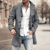 Winter Men Fashion Graphic Printing Woolen Coats Leisure Turn-down Collar Button-up Long Sleeve Jacket Mens Fall Trend Outerwear