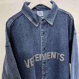 Denim Jackets Oversized Washed Blue Denim Men Women 1:1 Crystal Diamonds Letter Logo Vetements Jackets