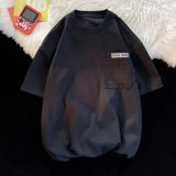 Simple Waffle Suit Women Summer Thin Loose Urban Design Niche T-shirt + Shorts Casual Sportswear Patch Design 2pcs Set