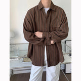 Spring Cotton Stripe Shirt Men Fashion Retro Oversized Casual Shirts Mens Streetwear Korean Loose Long Sleeve Shirt Men M-2XL