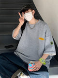 Waffle Short-sleeved T-shirt Men Women Trend Hong Kong Style Top High Street Coupleswear Hip Hop Cityboy O-neck T-shirt