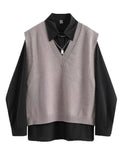 New Spring Autumn 3 Piece Set Women Streetwear Knitted Vest+Long Sleeve Shirt+Harajuku BF Loose Cargo Pants Women