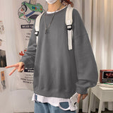 Foesce Men Sweatshirts Autumn Winter Fashion Solid Color Long Sleeve Pullover Male Korean Harajuku Oversized Hoodies Streetwear