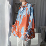 Spring Cloud Shirt Men's Fashion Printed Casual Shirt Men Streetwear Korean Loose Oversized Long Sleeve Shirts Mens Dress Shirt