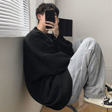 Foesce New Solid Color Knitted Sweaters Men Hip Hop Harajuku O-Neck Jumpers Autumn Winter Oversize Casual Cotton Loose Pullover Couples