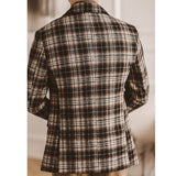 Woolen Blen Dplaid Retro Blazer Hombre  Casual  Men's Coat Slim Long Sleeve Gentleman Suit Blazers Chaquetas Hombre De Vestir