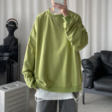 Foesce Men Sweatshirts Autumn Winter Fashion Solid Color Long Sleeve Pullover Male Korean Harajuku Oversized Hoodies Streetwear