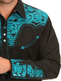 Vintage Floral Printed Patchwork Lapel Shirts Men Spring Summer Casual Cardigan Tops Button-up Long Sleeve Mens Shirt Streetwear