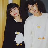 Harajuku Sweater Pullover Men Crooked Duck Print Knitted Sweaters Loose Jumpers Fashion Casual Spring Sweater Pullover Women
