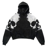 Foesce New American Street Trend Casual Tops Retro Big Skull Loose Hoodie Women Y2K Harajuku Oversized Sweatshirts Women