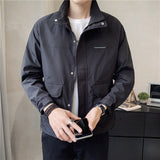 Foesce Men's Jackets Stand Collar Thin White Tops Coat Korean Style Casual Sports Solid Color Male Clothing Jacket