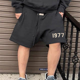 Summer new men's shorts streetwear outdoor men's and women's casual five-point pants cotton print number 1977 shorts