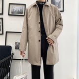 Autumn New Trench Coat Korean Fashion Male Streetwear Windbreaker Single Breasted Men Solid Color Casual Loose Long Overcoat