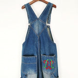 Spring Loose Jeans Overalls Men Bib Denim Jumpsuits Embroidery Large Size Straight Workwear Pants Blue Coverall Trousers