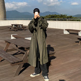 Spring New Overknee Trench British style Men's Handsome Fashion Army Green Overcoat Long Windbreaker Outerwear Men Clothing