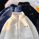 White Fleece Fluffy Jackets Warm Cashmere Coat Men Autumn New Solid Color Lightweight Jackets Streetwear Hip Hop Harajuku