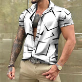 Summer Hawaiian Shirt New Shylock Style Men's Clothing Casual Fashion Short Sleep Daily Shirt Basic Simple Basic Man Tops
