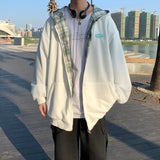 Foesce Jackets Men Reversible Design Teens Students Cool Handsome Casual Baggy All-match Fashion Clothing Streetwear Preppy Hooded Cozy