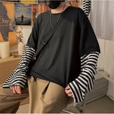 Gothic Cat T Shirt Streetwear Punk Tshirt Harajuku Summer Tops Spring Long Sleeve Couple Cool Ulzzang Loose Japan T-Shirt Male