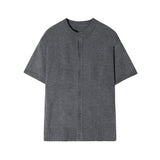 Summer Men's Short Sleeved Knitted Cardigan T-shirt Korean Fashion Trend Casual T Shirt Loose Solid Color Coats Tshirt