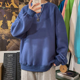 Foesce Men Sweatshirts Autumn Winter Fashion Solid Color Long Sleeve Pullover Male Korean Harajuku Oversized Hoodies Streetwear