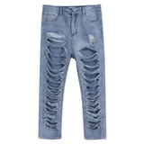 Hole Jeans Men's Summer Trend Nine Points Pants Tide Brand Big Hole Exaggerated Super Hole Denim Pants High Street