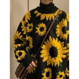 Winter Thicken Flower Sweater Men Warm Fashion Casual Thick Knit Pullover Men Korean Loose Long Sleeve Sweater Mens Jumper M-XL