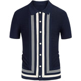 Summer Men's Luxury Clothing Knit Short Sleeve Polo Shirt Casual Streetwear Lapel Button Down Cardigan Breathable Tops