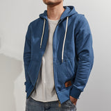 Foesce Men's retro thick heavy coat in autumn and winter, add velvet and thick long sleeve hooded cardigan sweater in leisure.