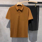 Summer New Solid Color Men Polo Shirt Comfortable Simple Casual Business Male Office Short-sleeved Shirt Black White Gray